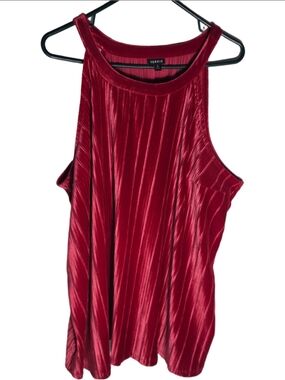 Women's Torrid Pleated Tank Top Red Size 3X velvet velour fancy plus chic